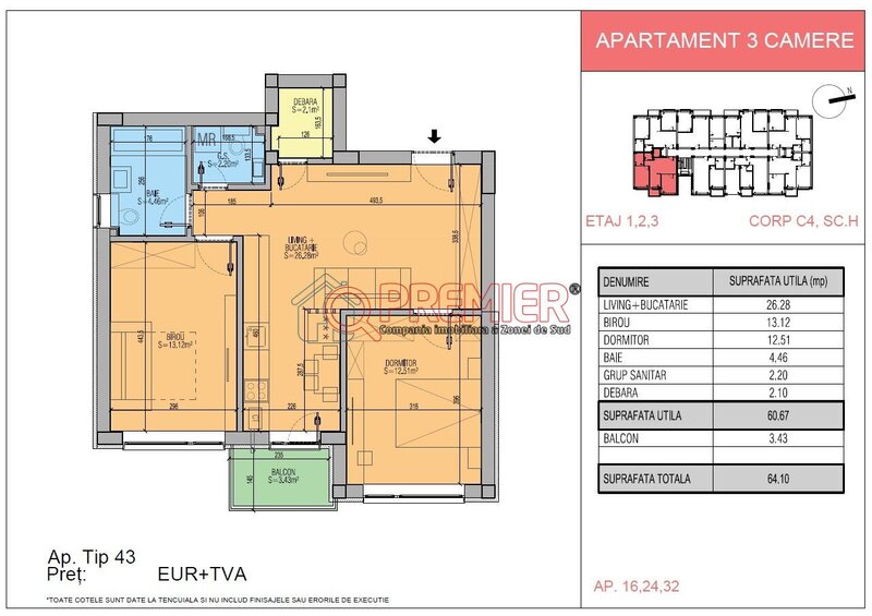 Popesti Leordeni Reducere 9% - 3 camere cu debara si 2 bai -